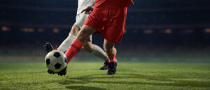 Soccer player changing direction during competition